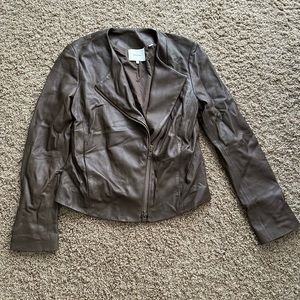 Vince signature olive green leather jacket